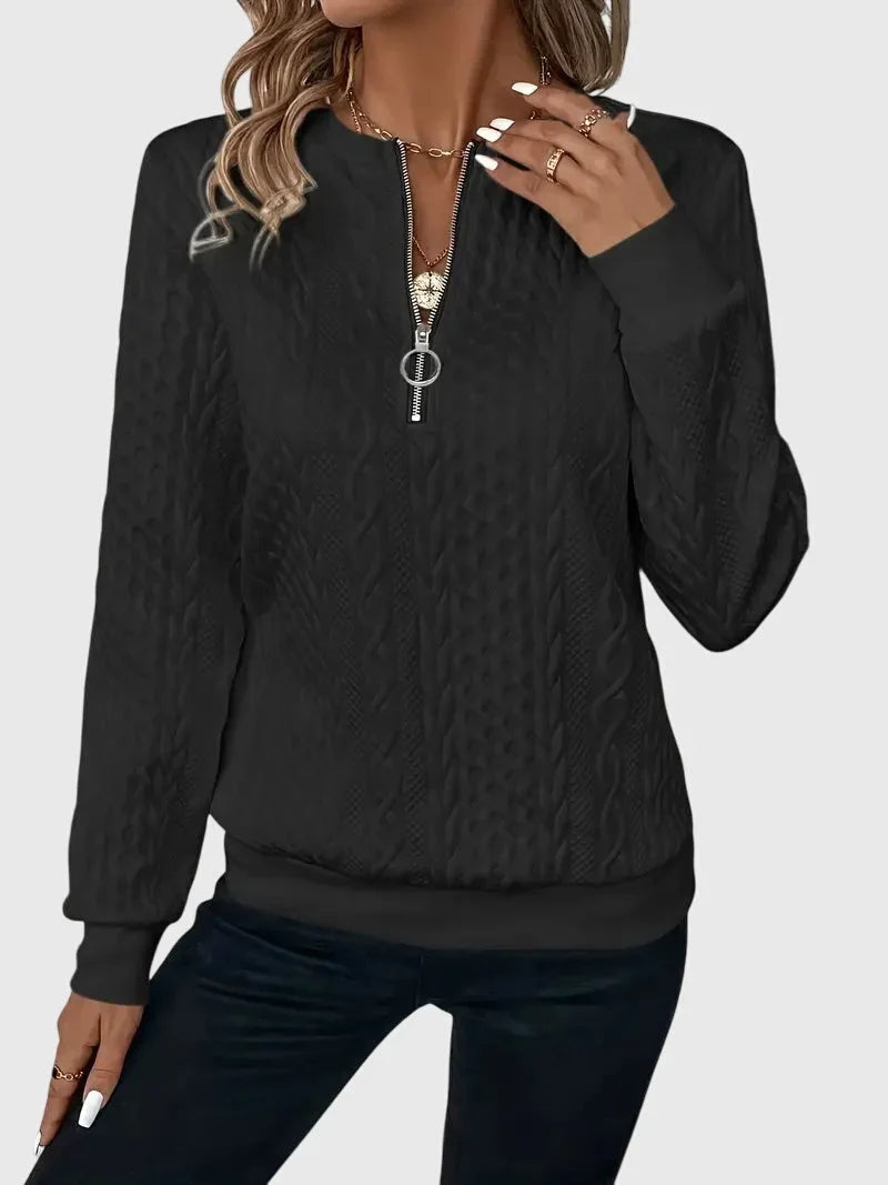 Women's knit jumper with contrast zipper detail
