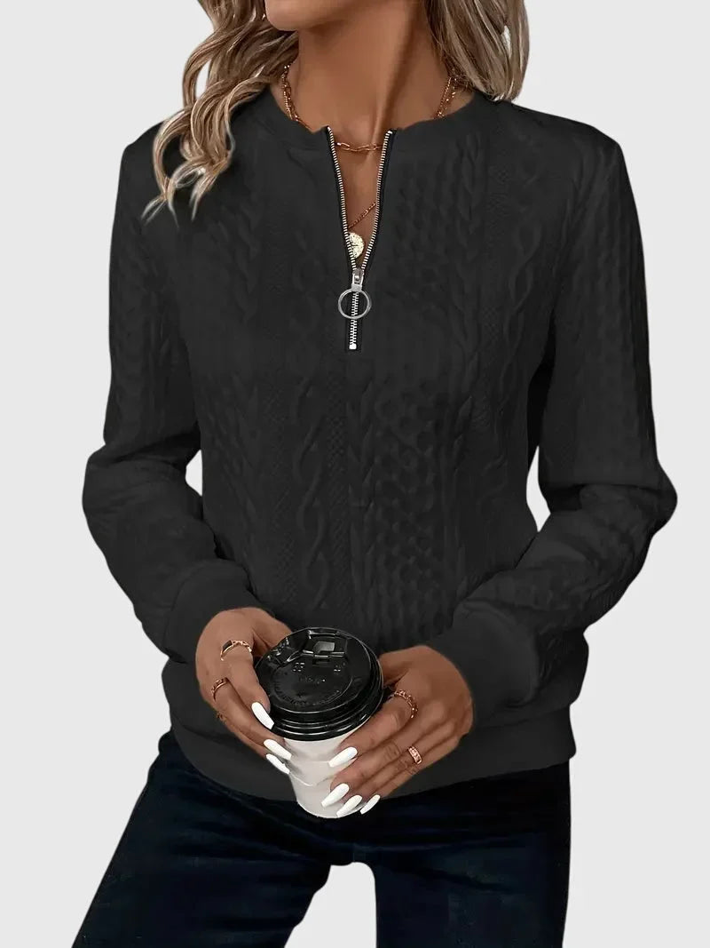 Women's knit jumper with contrast zipper detail