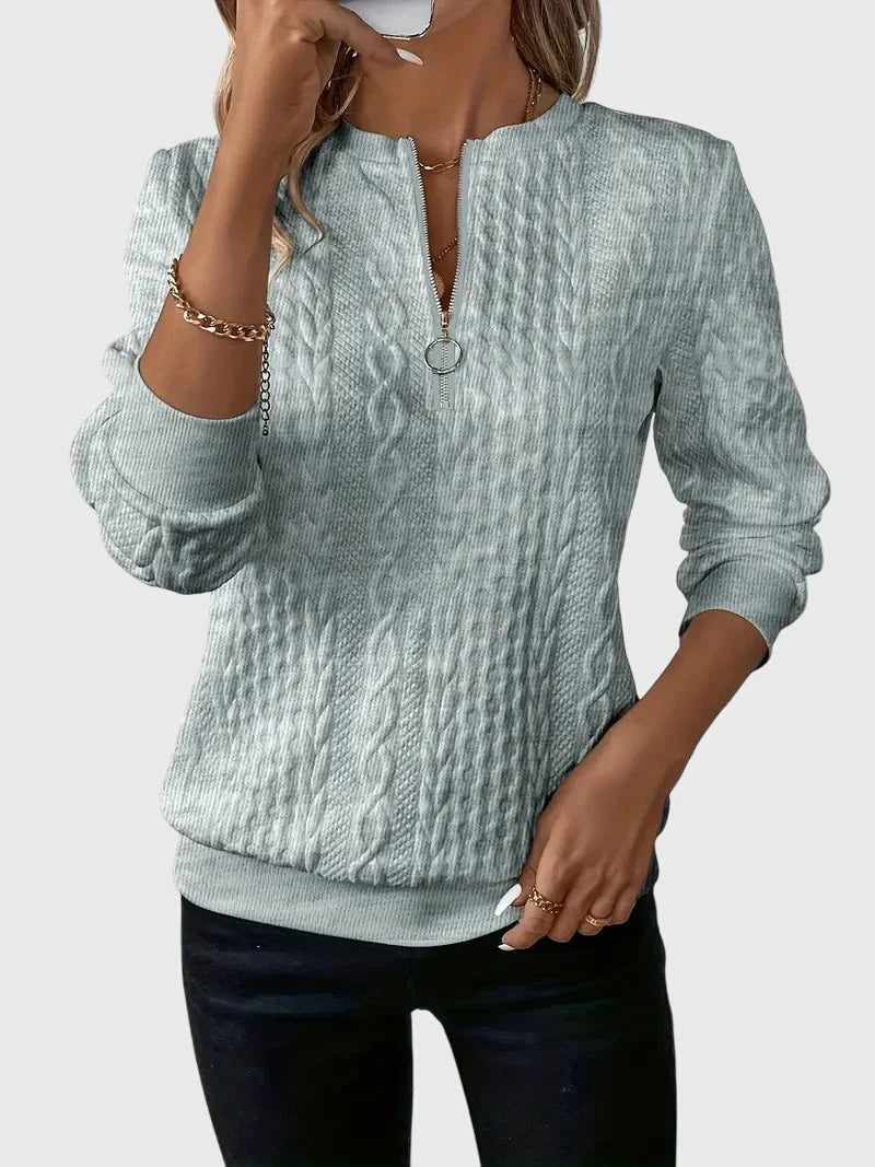 Women's knit jumper with contrast zipper detail