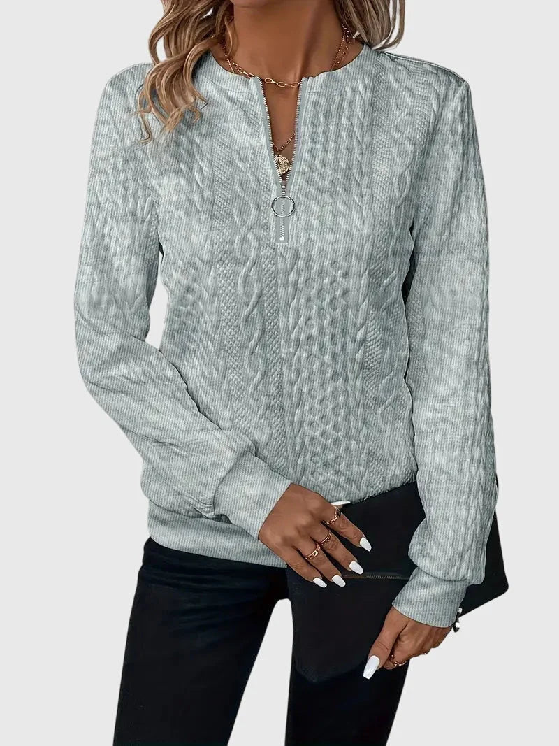 Women's knit jumper with contrast zipper detail