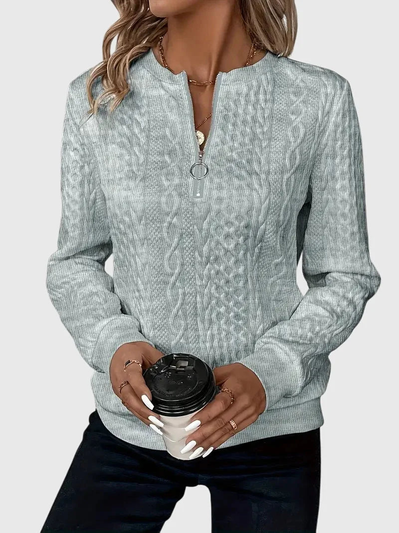 Women's knit jumper with contrast zipper detail