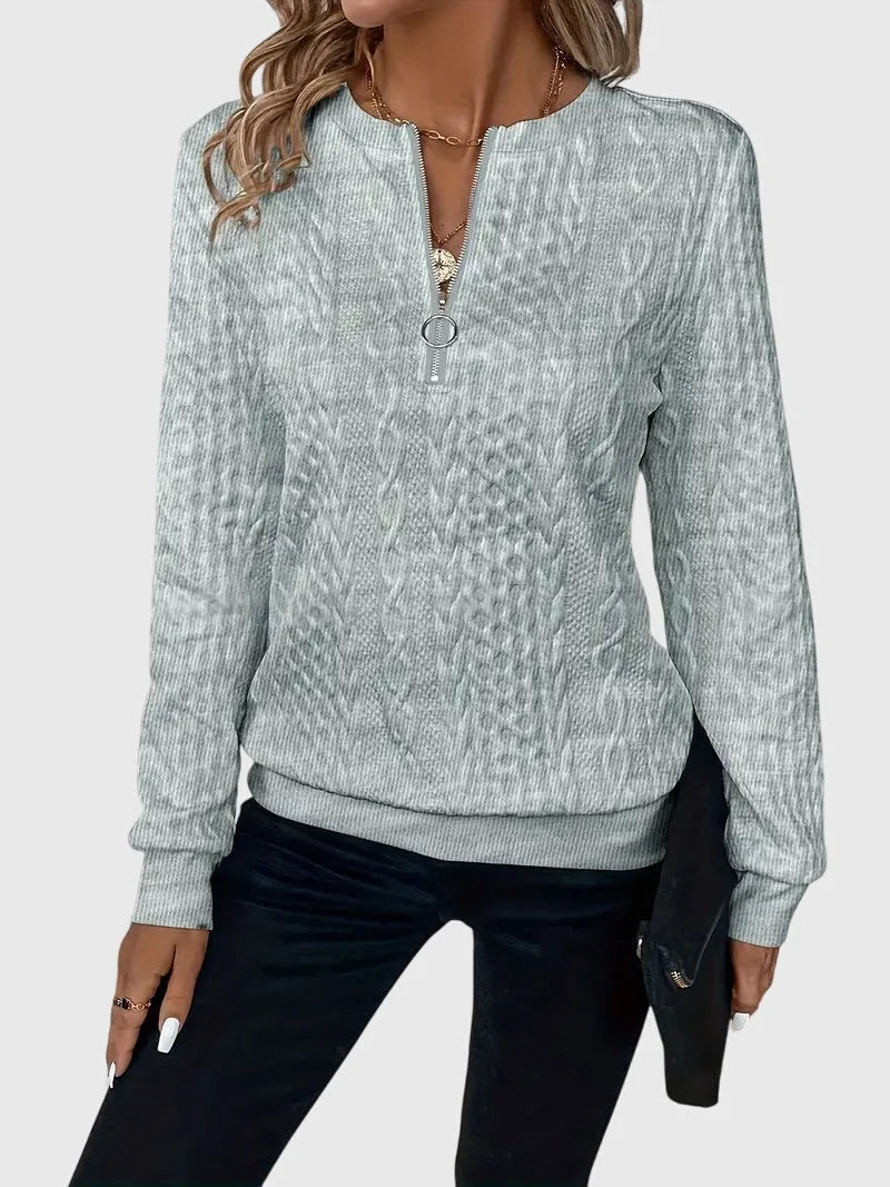 Women's knit jumper with contrast zipper detail – Grey