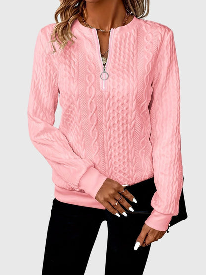 Women's knit jumper with contrast zipper detail – Pink