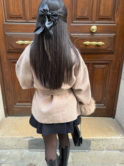 Women's faux-fur trimmed winter coat with flattering silhouette