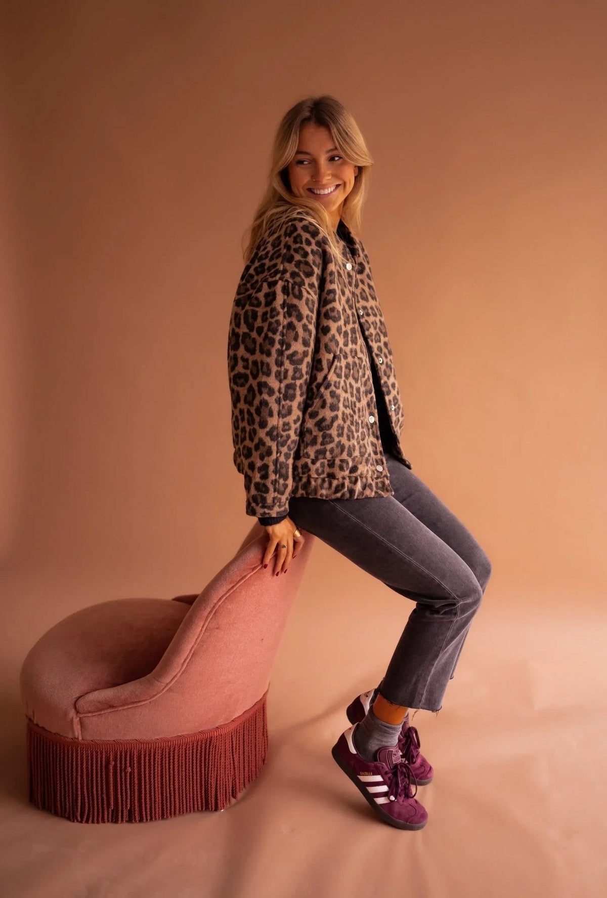 Women's oversized bomber jacket with leopard print – Leopard