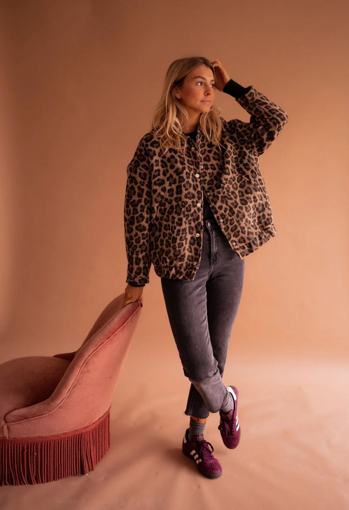 Women's oversized bomber jacket with leopard print – Leopard