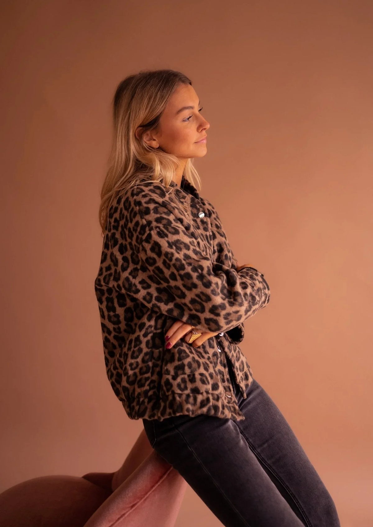 Women's oversized bomber jacket with leopard print – Leopard