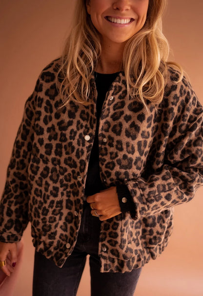 Women's oversized bomber jacket with leopard print – Leopard