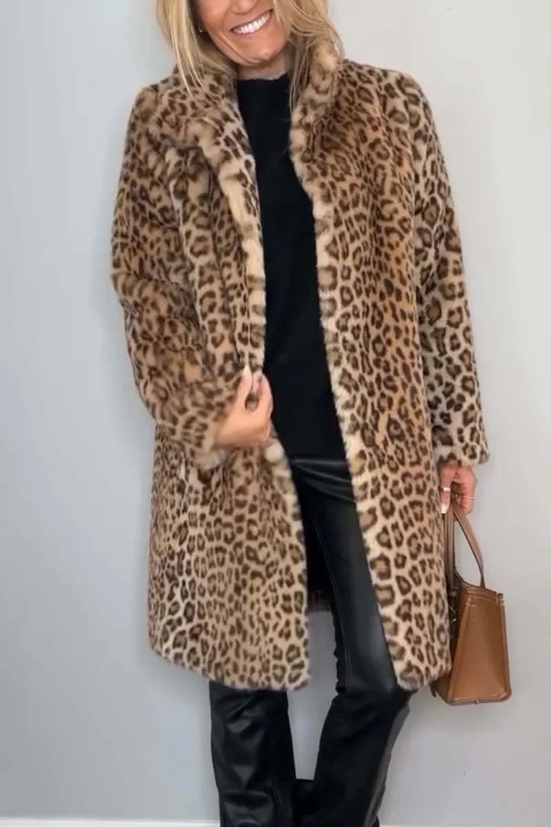 Women's leopard-print winter coat with bold design