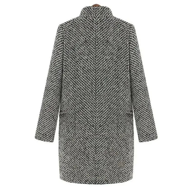 Women's long wool coat with V-neck silhouette – Grey