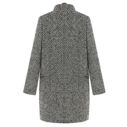 Women's long wool coat with V-neck silhouette – Grey