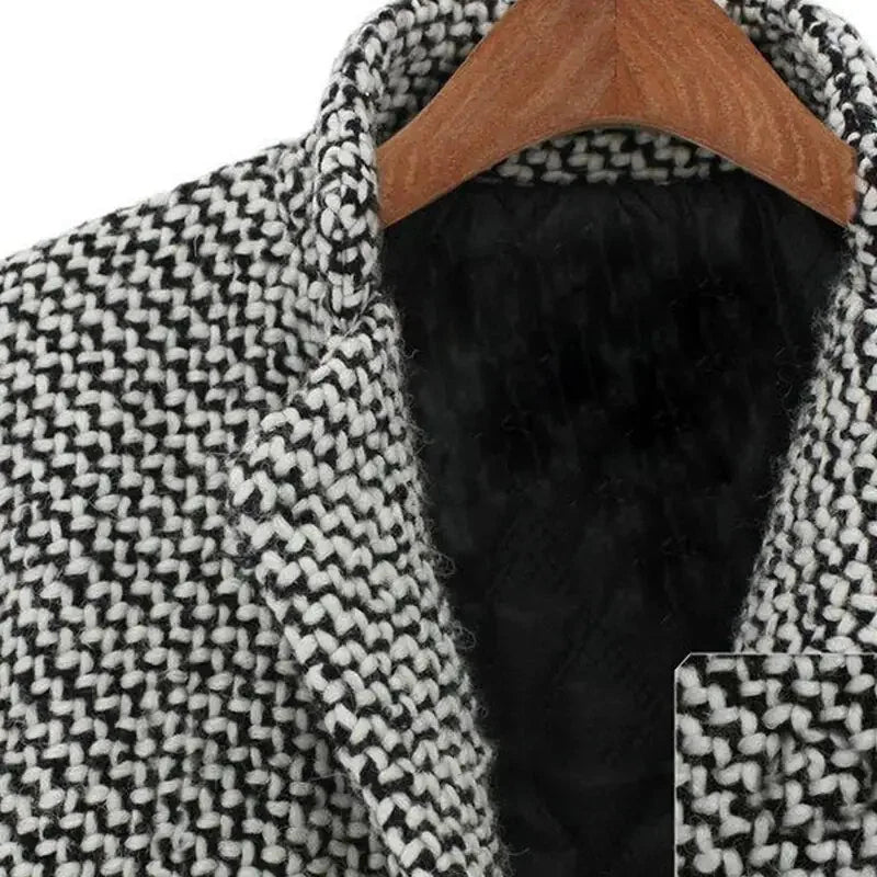 Women's long wool coat with V-neck silhouette – Grey