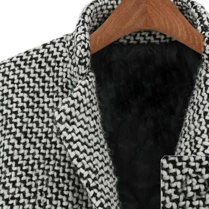 Women's long wool coat with V-neck silhouette – Grey