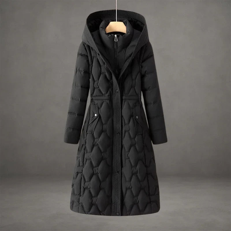 Women's waterproof insulated long coat – Black