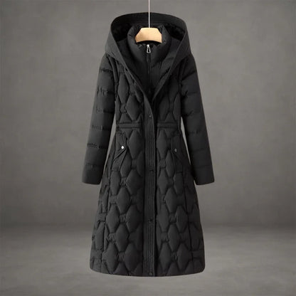 Women's waterproof insulated long coat – Black