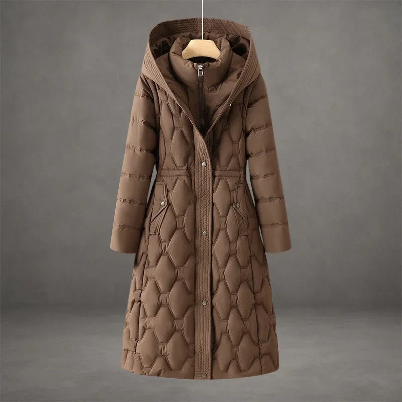 Women's waterproof insulated long coat – Brown