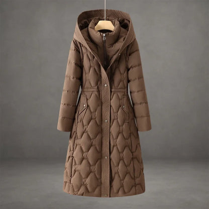 Women's waterproof insulated long coat – Brown