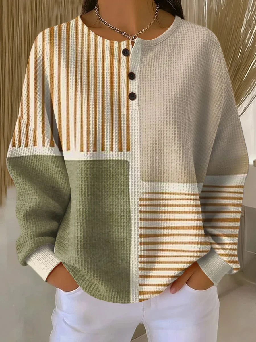 Women's everyday waffle-knit jumper with soft brushed lining – Multicolor
