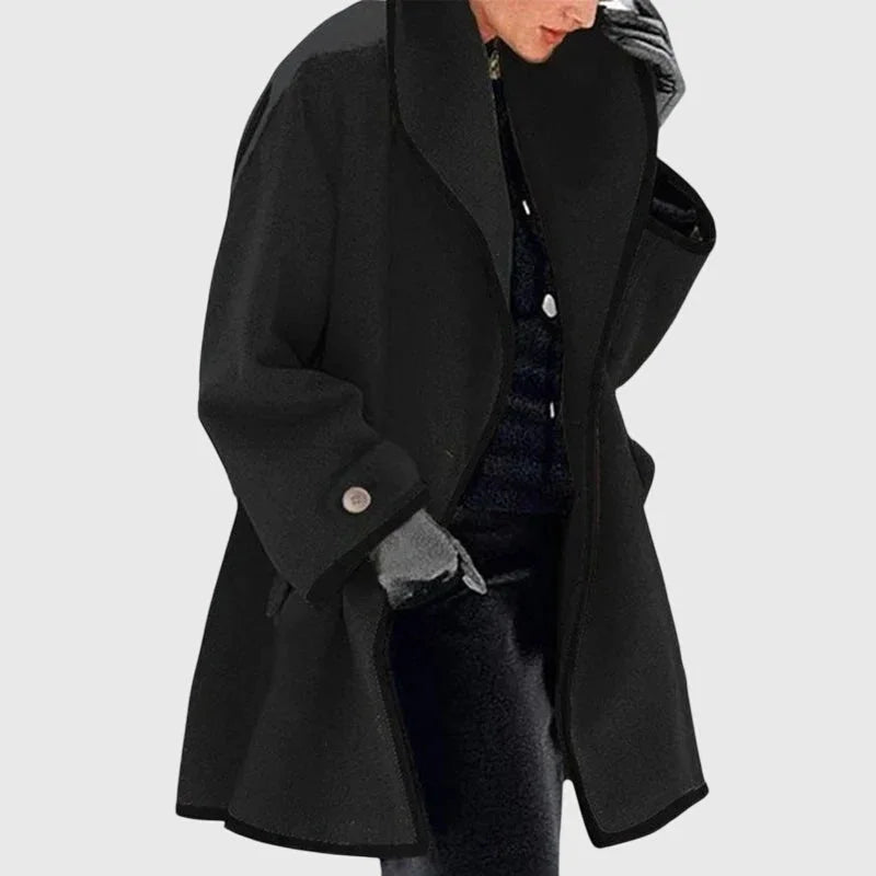 Women's buttoned fleece jacket with flattering silhouette – Black
