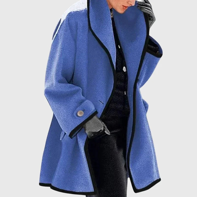 Women's buttoned fleece jacket with flattering silhouette – Blue