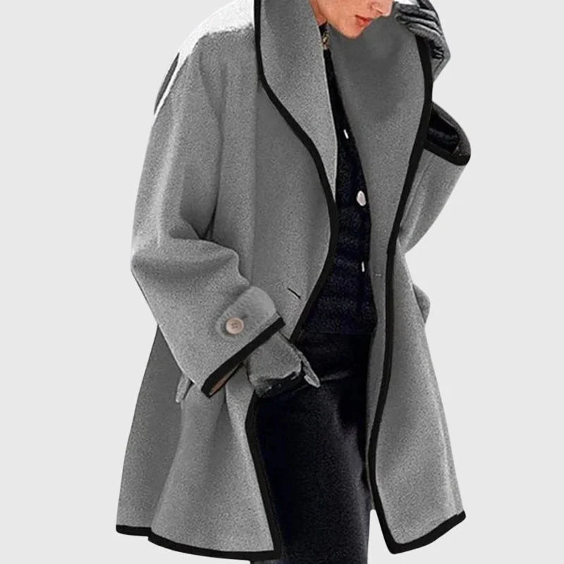 Women's buttoned fleece jacket with flattering silhouette – Grey