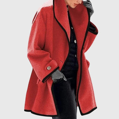 Women's buttoned fleece jacket with flattering silhouette – Red