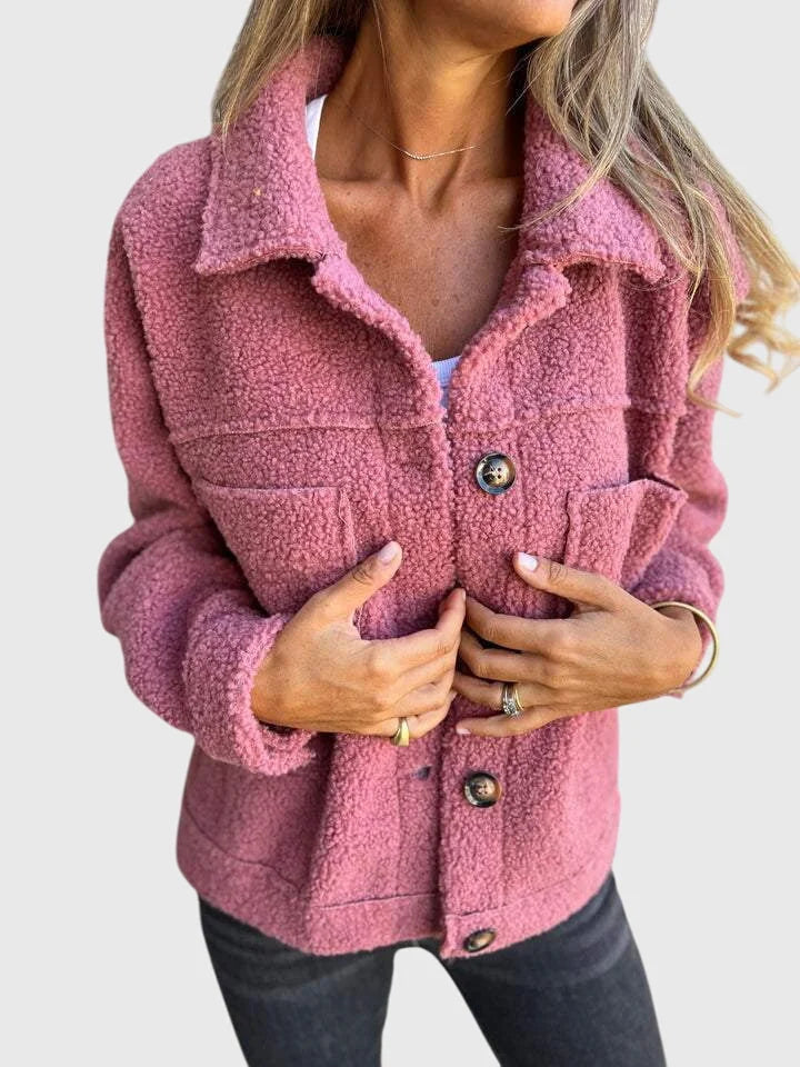 Women's button-front jacket with spacious pockets – Pink