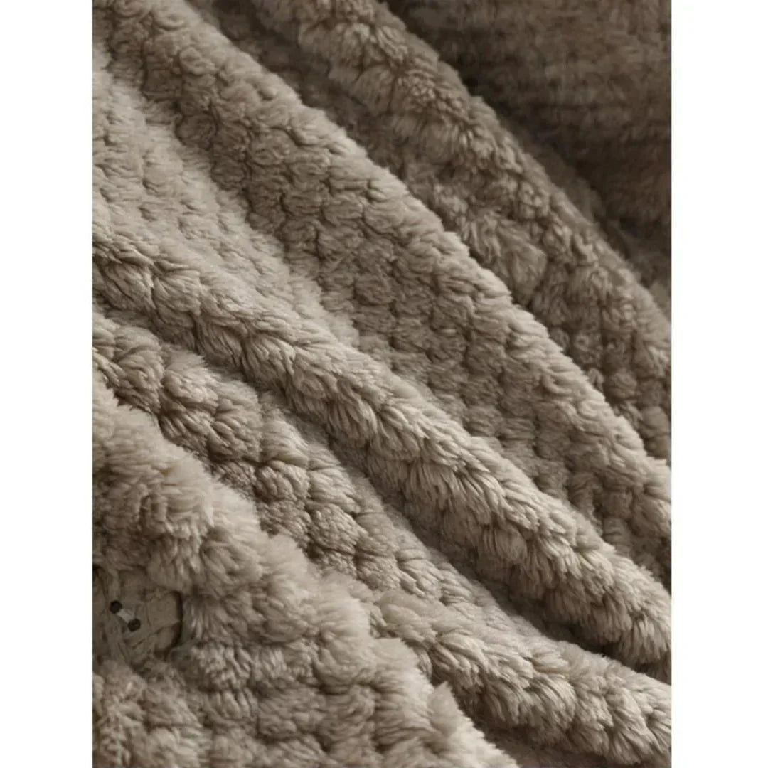 Women's ribbed-texture hooded coat with button closure