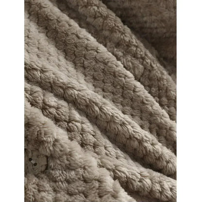Women's ribbed-texture hooded coat with button closure