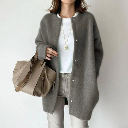 Women's relaxed-fit coat with flattering drape – Grey