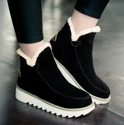 Women's slip-on ankle boots with cushioned faux-fur lining – Black