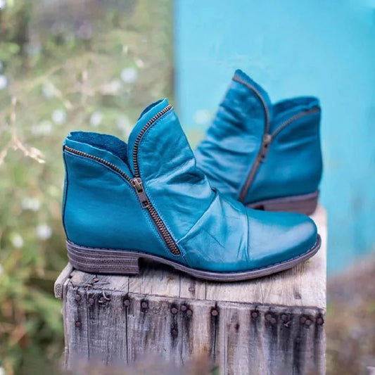 Women's trendy ankle boots with supportive footbed design – Blue