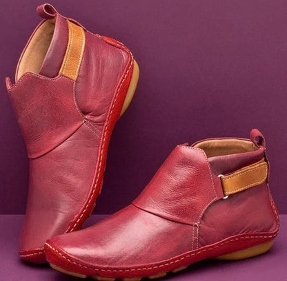 Women's cushioned ankle boots with supportive footbed – Red