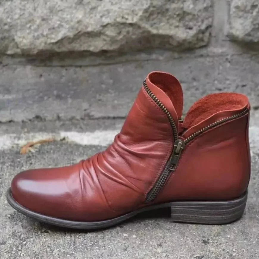 Women's trendy ankle boots with supportive footbed design – Red