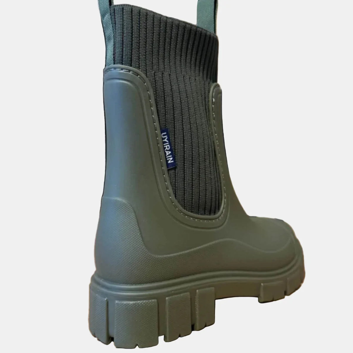 Women's ankle boots with ribbed knit cuff