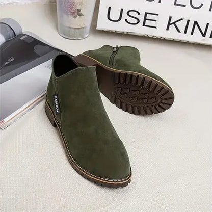 Women's suede side zip ankle boots with warm lining