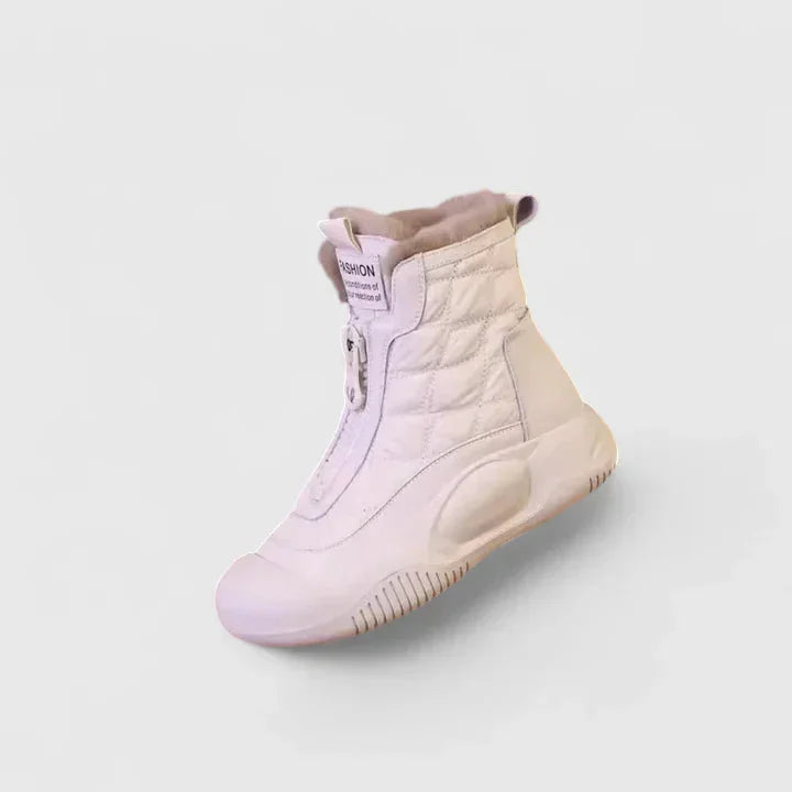 Women's quilted half-zip ankle boots with faux fur lining