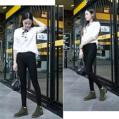 Women's suede side zip ankle boots with warm lining
