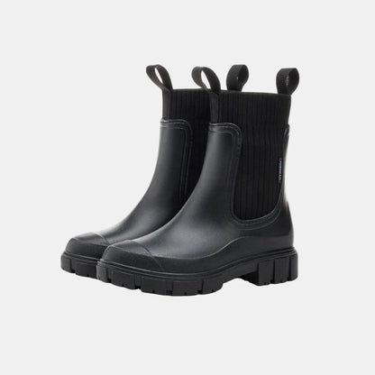 Women's ankle boots with ribbed knit cuff – Black