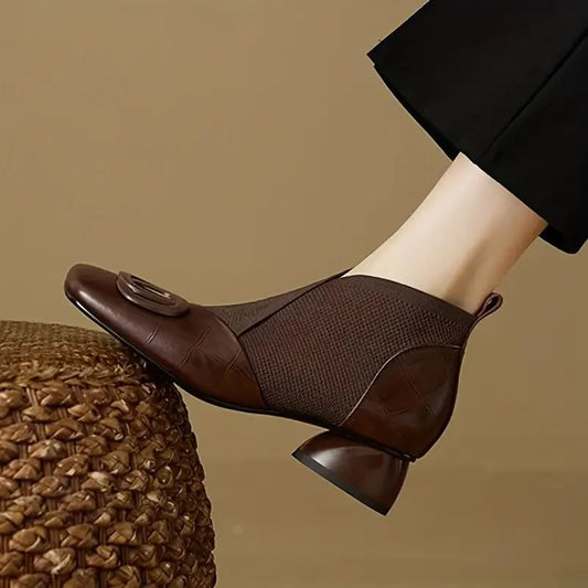 Women's ankle boots with square toe – Brown
