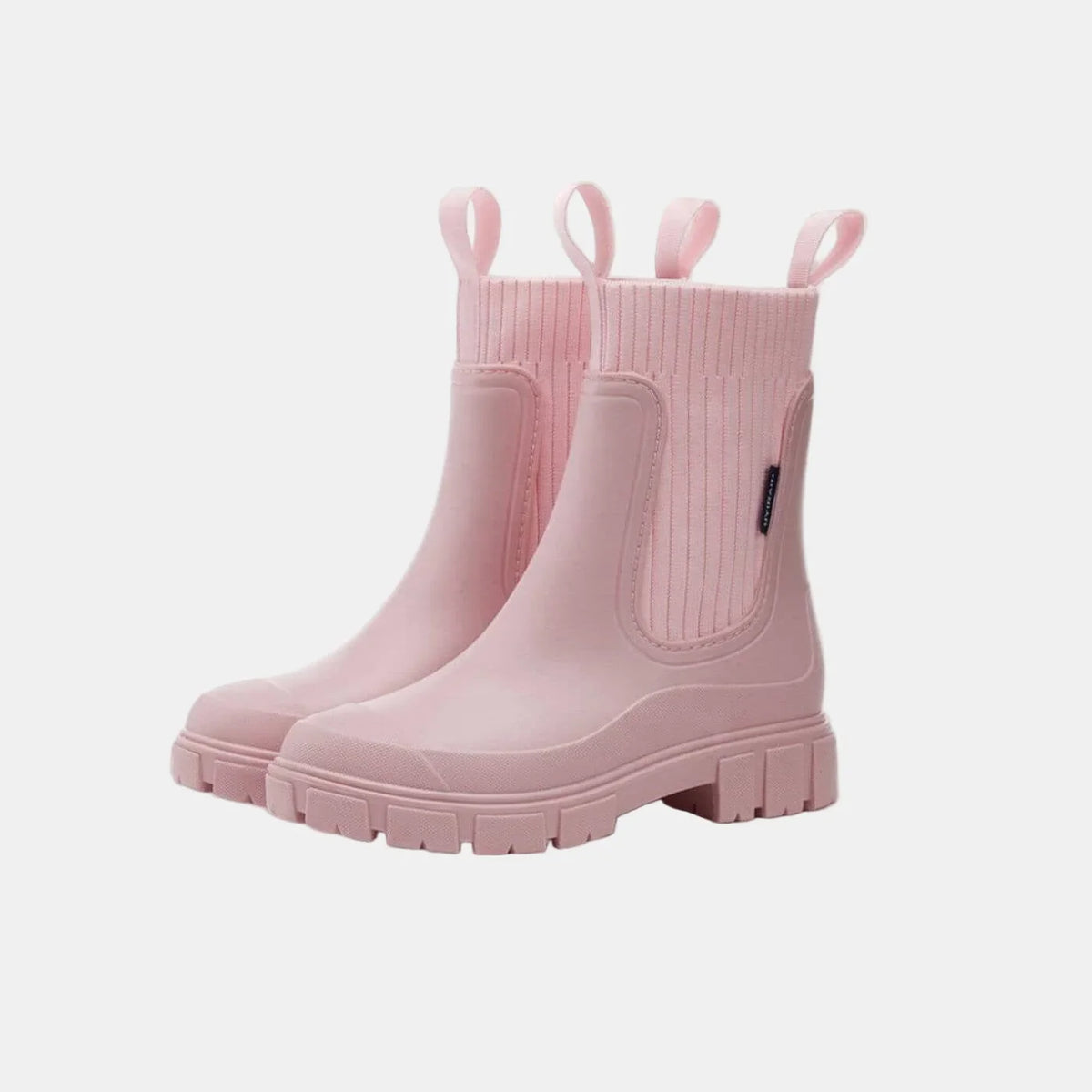 Women's ankle boots with ribbed knit cuff – Pink