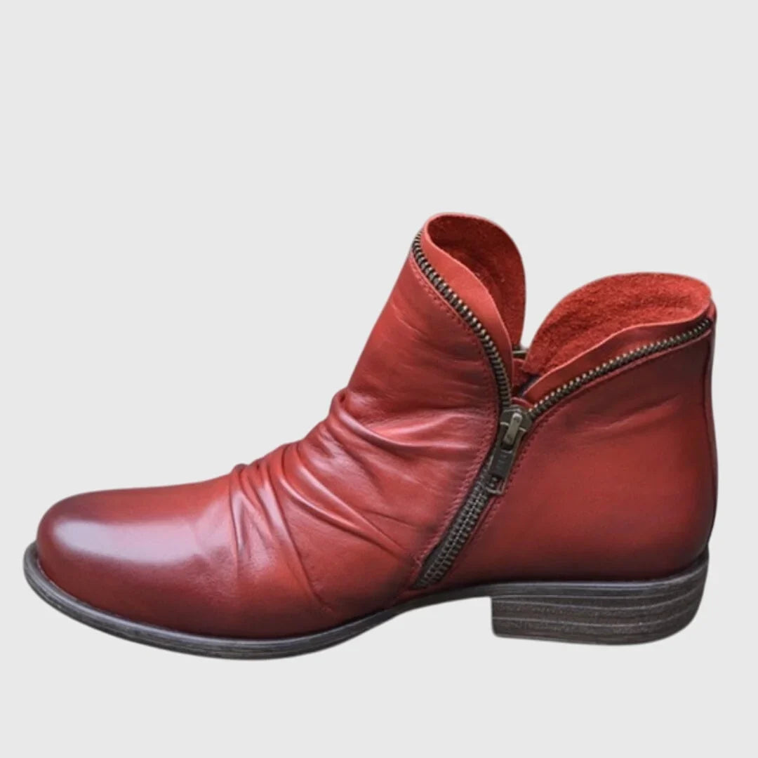 Women's cushioned shoes with gel-filled sole and ankle strap – Red