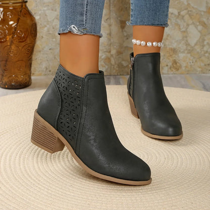 Women's supportive ankle boots with laser-cut detailing