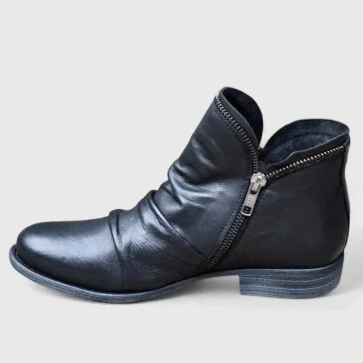 Women's gel-cushioned ankle boots with low block heel – Black