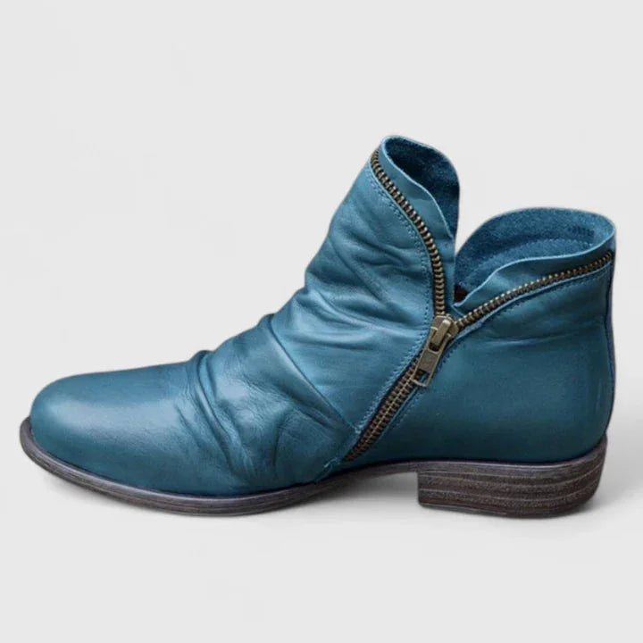 Women's gel-cushioned ankle boots with low block heel – Blue