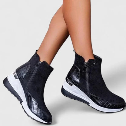 Women's suede wedge ankle boots with non-slip sole