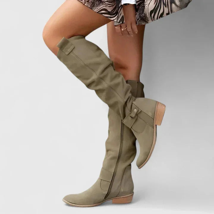 Women's cushioned knee-high boots with gel-filled sole – Dark Green
