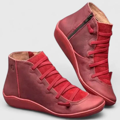 Women's ankle boots with supportive footbed and durable sole – Red