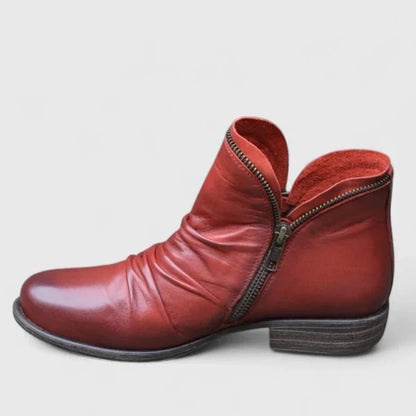 Women's gel-cushioned ankle boots with low block heel – Red