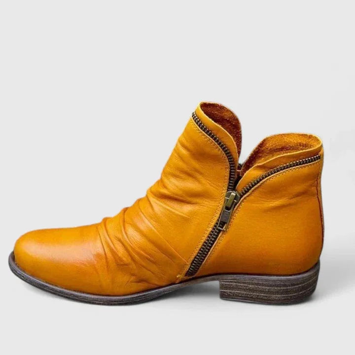 Women's gel-cushioned ankle boots with low block heel – Yellow